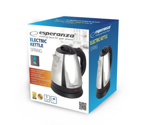 Czajnik Elektryczny 1l Srebrny Esperanza SPRING