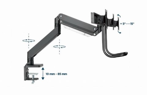 GEMBIRD BIURKOWE REGULOWANE RAMIĘ/UCHWYT NA 3 MONITORY 17-27, VESA 100X100MM, DO 6 KG