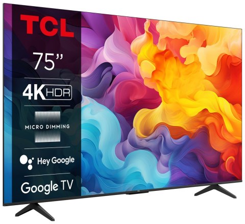 Telewizor TCL 75P655 LED 75" 4K Ultra HD Google TV Dolby Audio DVB-T2 Czarny