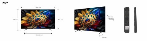 Telewizor TCL 75C655 QLED 75'' 4K Ultra HD Google TV Dolby Atmos DVB-T2 Titan