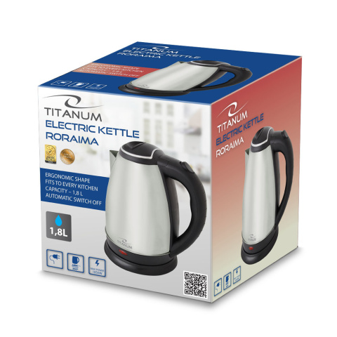 Czajnik Elektryczny Esperanza TITANUM Roraima TKK102X - 1.8L ,1800W, Inox, podstawka 360°