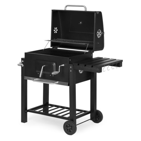 Grill ogrodowy węglowy MultiGarden duży z pokrywą termometrem półkami kółka