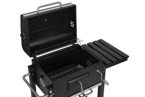 Grill ogrodowy węglowy MultiGarden duży z pokrywą termometrem półkami kółka