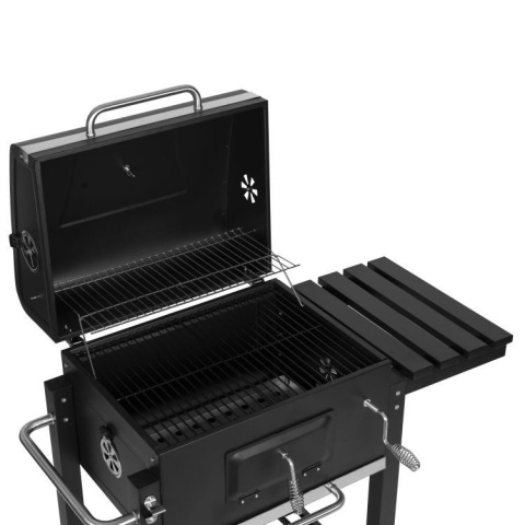 Grill ogrodowy węglowy MultiGarden duży z pokrywą termometrem półkami kółka