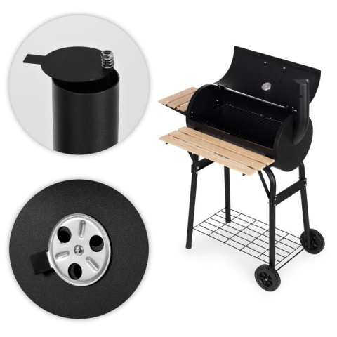 Duży grill ogrodowy węglowy z termometrem i kominem MultiGarden