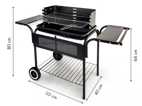 Grill ogrodowy węglowy z półkami i regulacją rusztu MultiGarden