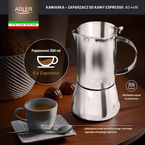 Kawiarka Stalowa 350ml Adler AD 4419