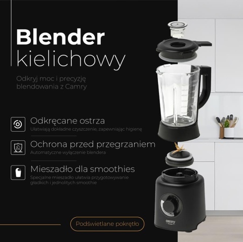 BLENDER KIELICHOWY KUCHENNY MIKSER MOCNY SZKLANY 23000RPM 2000W KOKTAJLE
