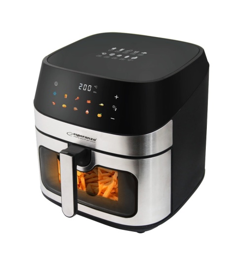 FRYTKOWNICA BEZTŁUSZCZOWA AIRFRYER 8L1600W POJEMNA CZARNA MOCNA 8 TRYBÓW