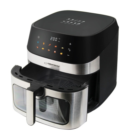 FRYTKOWNICA BEZTŁUSZCZOWA AIRFRYER 8L1600W POJEMNA CZARNA MOCNA 8 TRYBÓW