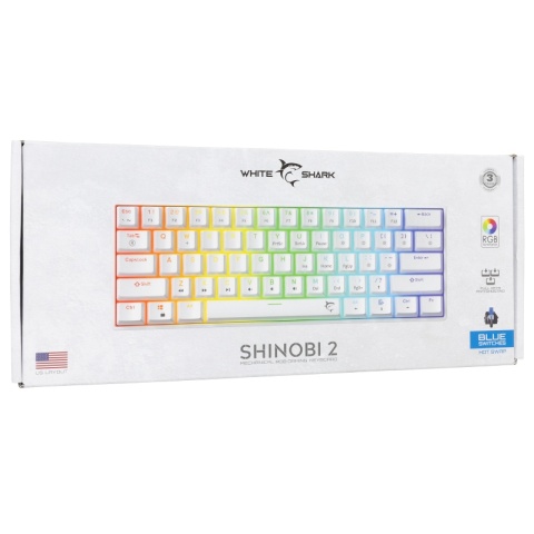 Klawiatura Mechaniczna SHINOBI 2 White - BLUE switch