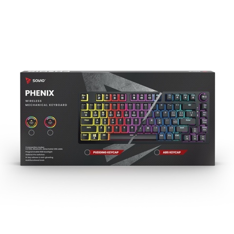 Klawiatura mechaniczna bezprzewodowa Savio Phenix Gateron Yellow PRO
