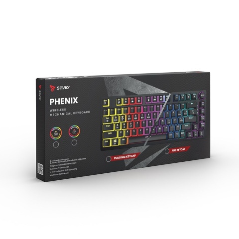 Klawiatura mechaniczna bezprzewodowa Savio Phenix Gateron Yellow PRO
