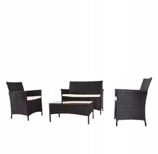 Meble ogrodowe rattanowe Zestaw 4 osobowy - Sofa + Krzesła + Stół