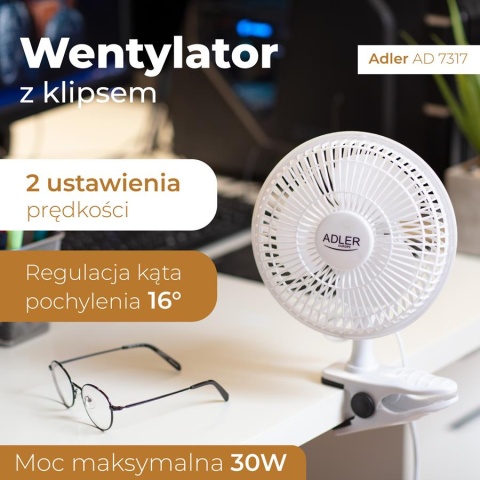 Wentylator 15 cm z klipsem + podstawa Adler AD 7317