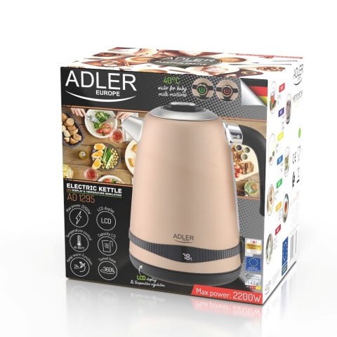 Adler AD 1295 gold Czajnik metalowy 1,7L z LCD oraz regulacją temperatury