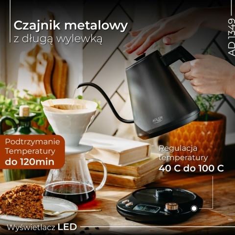 Czajnik elektryczny metalowy 1,0L Adler AD 1349 Regulacja temperatury
