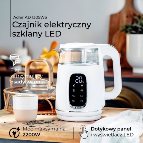 Czajnik elektryczny szklany 1,7L Adler AD 1305 Regulacja temperatury