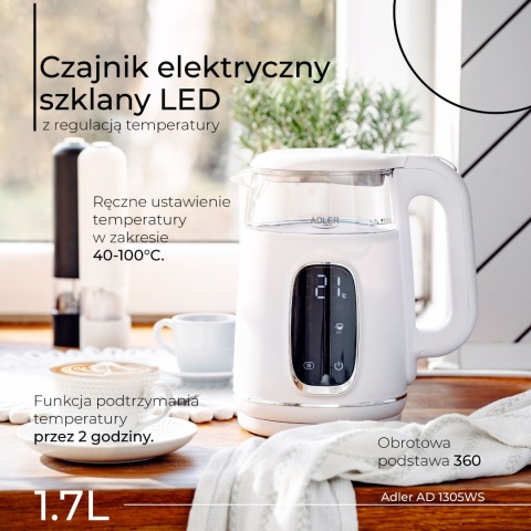 Czajnik elektryczny szklany 1,7L Adler AD 1305 Regulacja temperatury