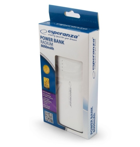 Power Bank 8000mAh Esperanza RADIUM Biało/Szary