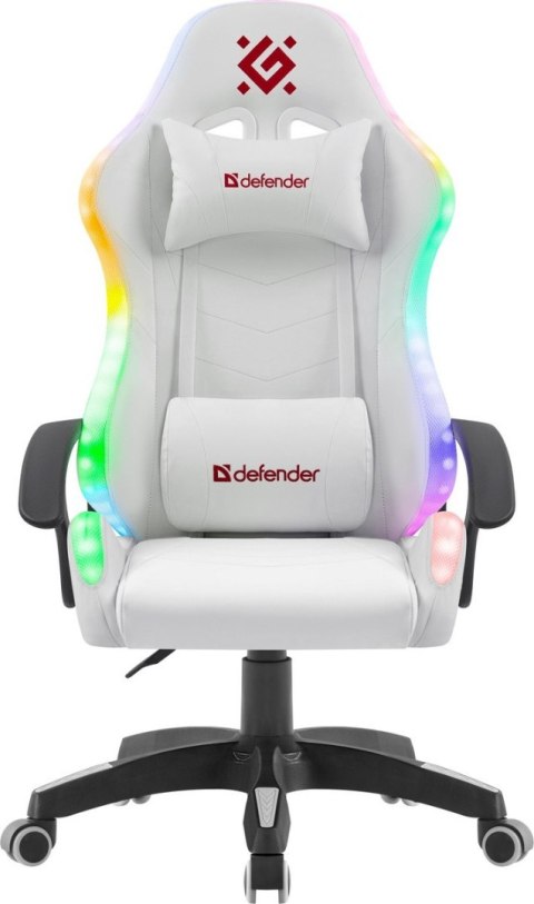 FOTEL DEFENDER FACTOR X BIAŁY RGB GAMING