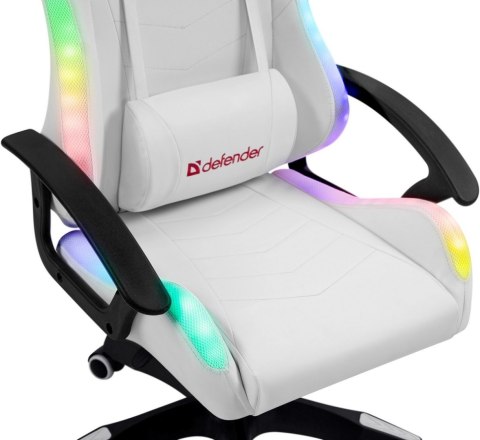FOTEL DEFENDER FACTOR X BIAŁY RGB GAMING
