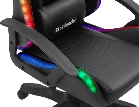 FOTEL DEFENDER FACTOR X CZARNY RGB GAMING