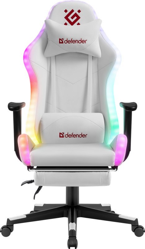 FOTEL DEFENDER WATCHER BIAŁY RGB GAMING