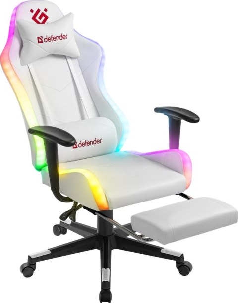 FOTEL DEFENDER WATCHER BIAŁY RGB GAMING