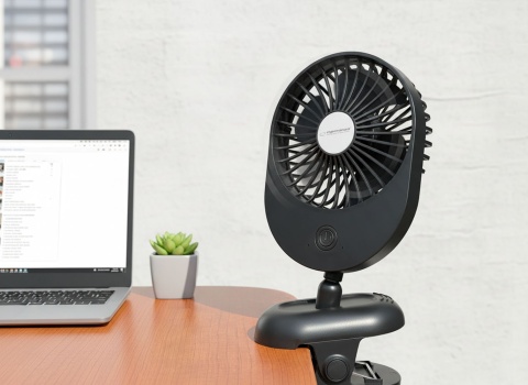 Mini wentylator biurkowy Esperanza EHF103K z klipsem i regulacją prędkości USB