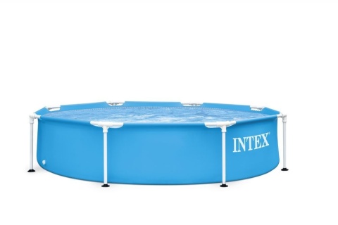 INTEX Basen Stelażowy Ogrodowy Okrągły INTEX 244x51 Zestaw Pokrywa Solarna Dozownik