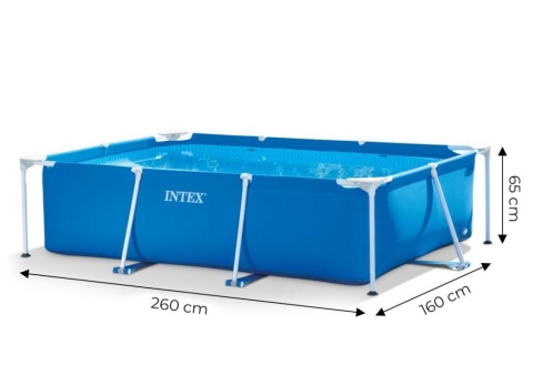 Basen Stelażowy Ogrodowy 260x160 cm INTEX Duży z Pokrywą i Dozownikiem Chloru