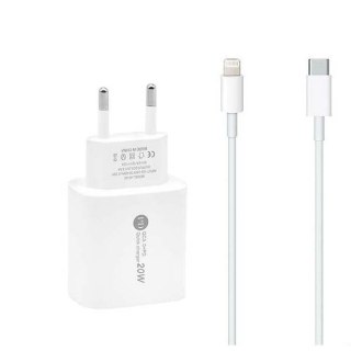 Ładowarka Sieciowa ECOBOX PAX 20W PD QC 3.0 | USB + USB-C | Kabel Lightning Zestaw