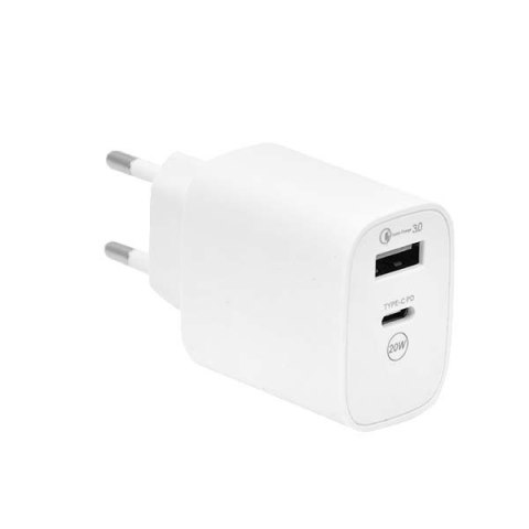 Ładowarka Sieciowa ECOBOX PAX 20W PD QC 3.0 | USB + USB-C | Kabel Lightning Zestaw