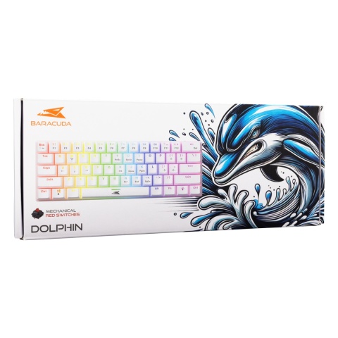 Klawiatura Mechaniczna Baracuda Dolphin 60% RGB Red Switch Biała