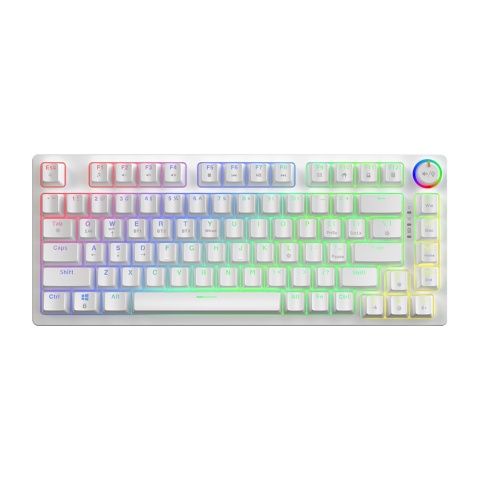 Klawiatura Mechaniczna Bezprzewodowa 2.4GHz BT SAVIO PHENIX WHITE Gateron Red ABS