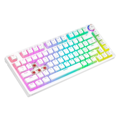 Klawiatura Mechaniczna Bezprzewodowa SAVIO PHENIX WHITE Gateron Red Pudding