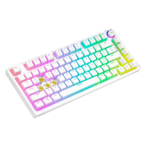 Klawiatura Mechaniczna Bezprzewodowa SAVIO PHENIX WHITE Gateron Yellow Pudding