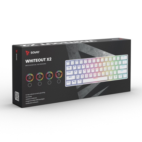Klawiatura Mechaniczna SAVIO WHITEOUT X2 PEACH Silent RGB Hot Swap Biała