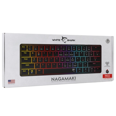 Klawiatura gamingowa White Shark NAGAMAKI czarna Red Switch Low Profile RGB