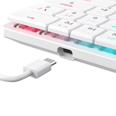 Klawiatura gamingowa White Shark NAGAMAKI biała Red Switch Low Profile RGB