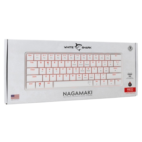 Klawiatura gamingowa White Shark NAGAMAKI biała Red Switch Low Profile RGB