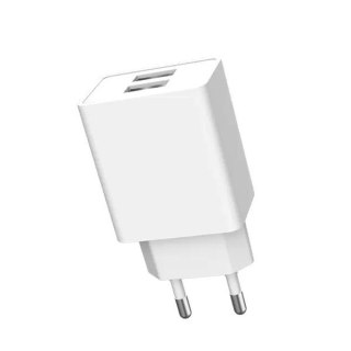 Ładowarka Sieciowa 2xUSB + Kabel USB-C 1m | Denmen 2.1A 10W | Biała DC02 Zestaw