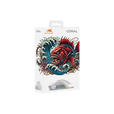 Mysz Gamingowa Baracuda Coral 12800 DPI RGB 1000 Hz 6 Przycisków Biała