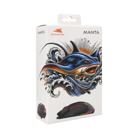 Mysz Gamingowa Baracuda Manta 12800 DPI RGB 1000 Hz 8 Przycisków Czarna