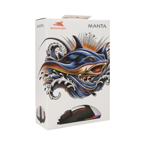 Mysz Gamingowa Baracuda Manta 12800 DPI RGB 1000 Hz 8 Przycisków Biała