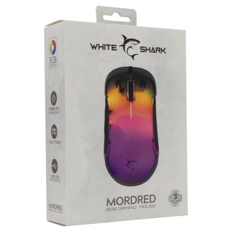 Mysz Gamingowa White Shark MORDRED 12800 DPI RGB 1000 Hz Czarna