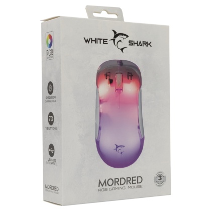 Mysz Gamingowa White Shark MORDRED 12800 DPI RGB 1000 Hz Biała