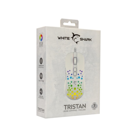 Mysz Gamingowa White Shark TRISTAN-2 12800 DPI RGB 1000 Hz Biała