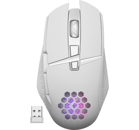 Mysz gamingowa bezprzewodowa Defender GM-514 Glory RGB 3200DPI biała